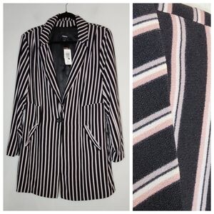 NWT Torrid Stripe Longline Blazer Black Pink White Size 2X Studio Crepe
